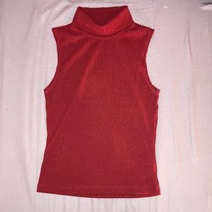 Red Sleeveless Turtleneck